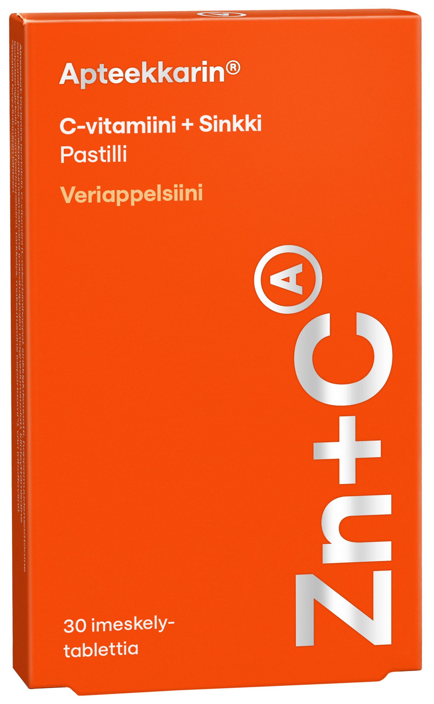 Apteekkarin C + Sinkki pastilli veriappelsiini
