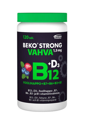 Beko Strong B12 VAHVA 1,5 mg +D3 mustikka-karpalo  120 purutabl