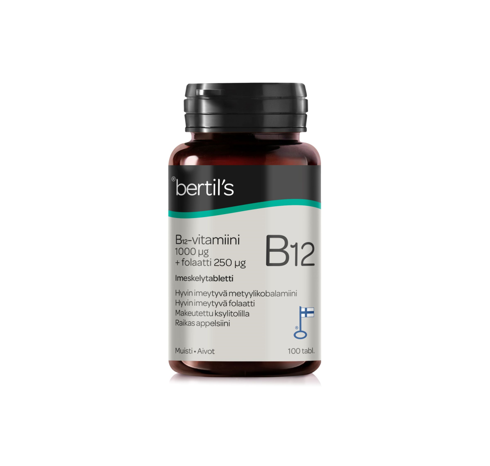 Bertils B12-vitamiini + Folaatti 100 tabl.