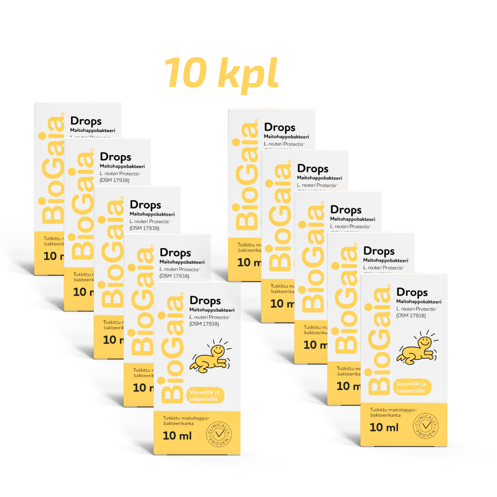 BioGaia Drops säästöpakkaus 10 x 10 ml maitohappobakteeri vauvalle