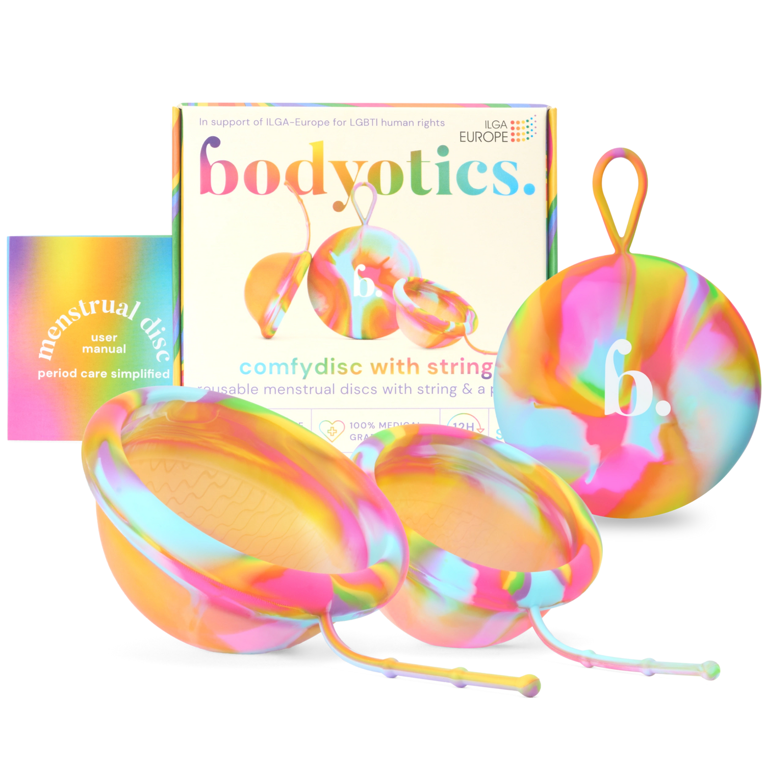 Bodyotics Comfydisc Kuukautislevyt narulla S & L - Rainbow