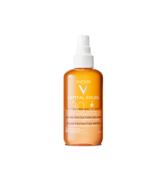 Vichy Capital Soleil päivetystä edistävä aurinkosuojavesi SPF30