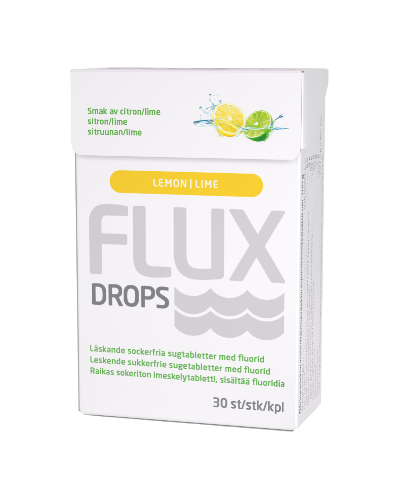 Flux Drops Lemon/Lime -imeskelytabletti kuivan suun hoitoon - Apteekkiplus.fi