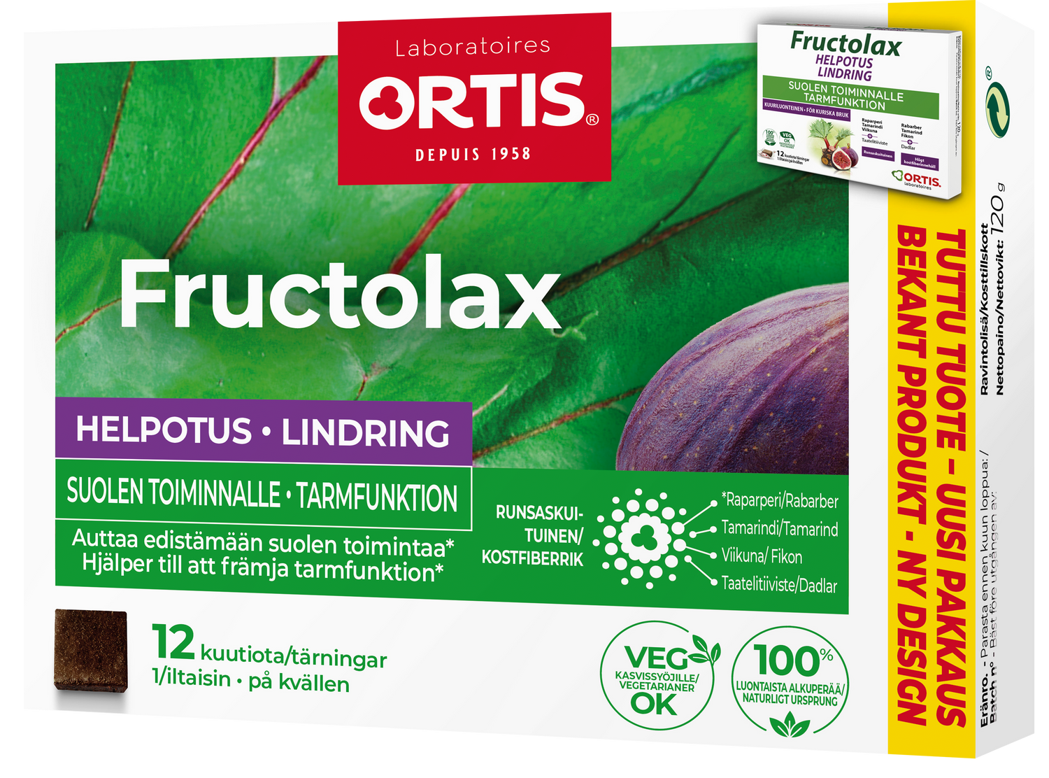 Fructolax Helpotus kuutio -eri kokoja