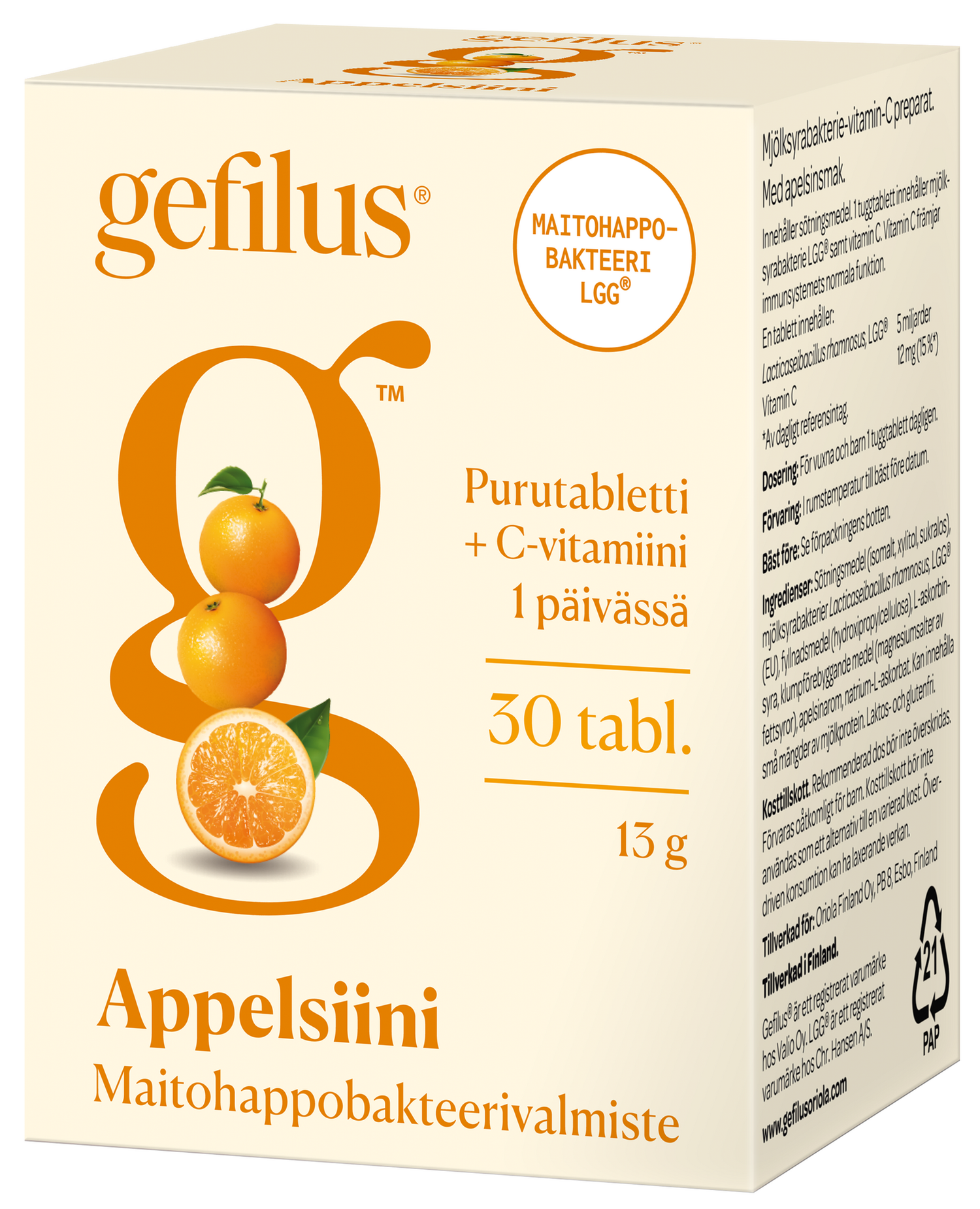 Gefilus Appelsiini 30 purutablettia