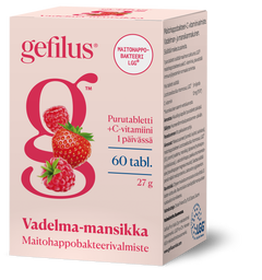 Gefilus vadelma-mansikka purutabletti eri kokoja - Apteekkiplus.fi