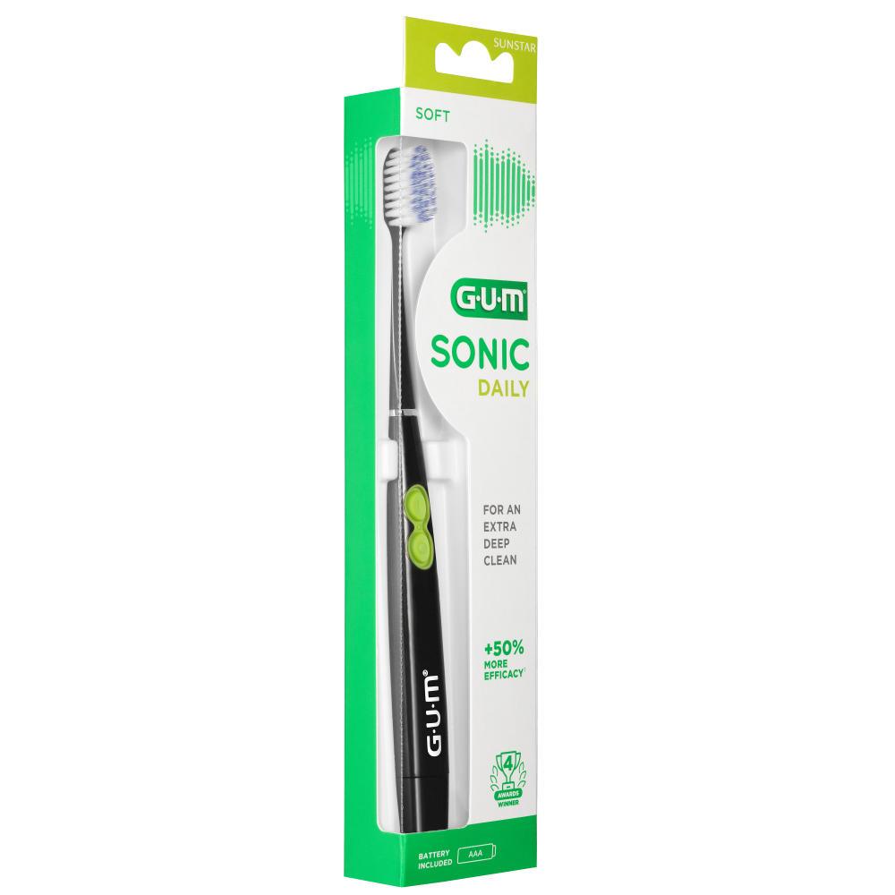 GUM Sonic Daily paristohammasharja sis. paristo musta 1 kpl