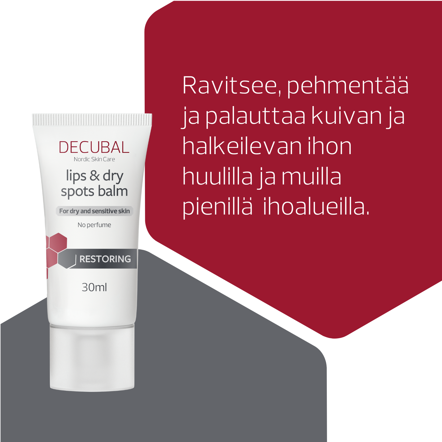 Decubal Restoring Lips & Dry Spots Balm ravitseva voide huulille ja kuiville ihoalueille 30 ml