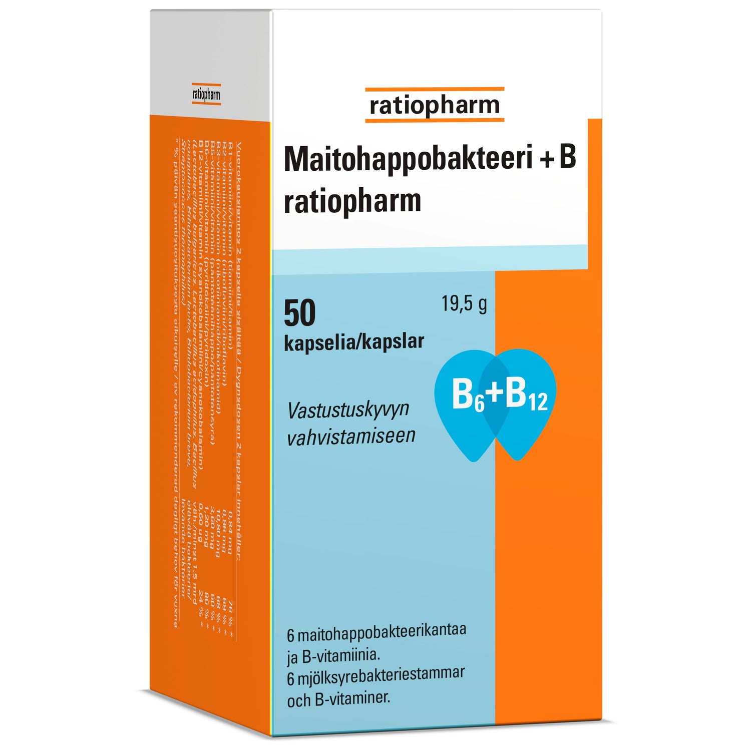 MAITOHAPPOBAKTEERI + B RATIOPHARM 30 tai 50 kapselia