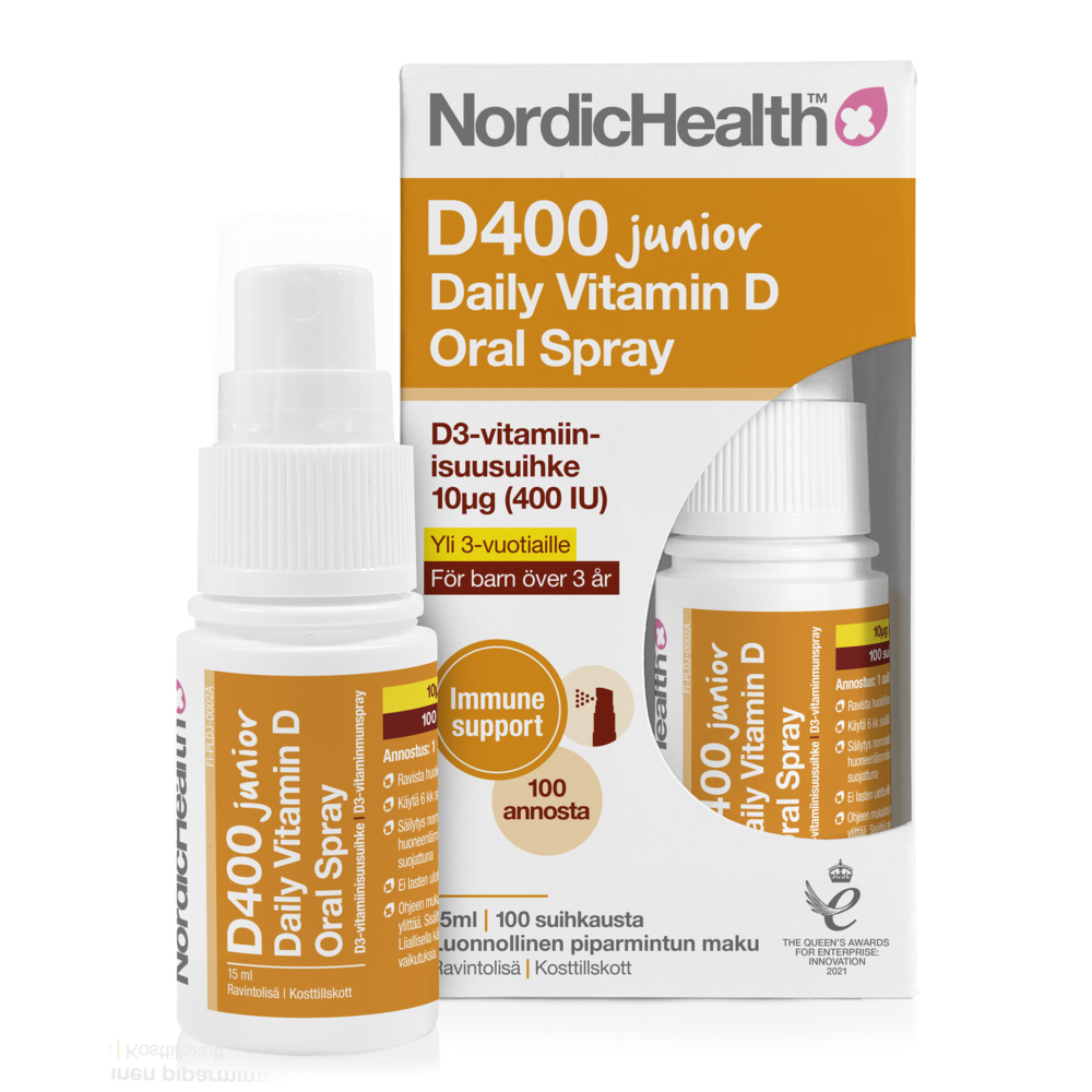 Nordic Health DLux Junior D3-suihke 10 mikrog 15 ml 100 annosta