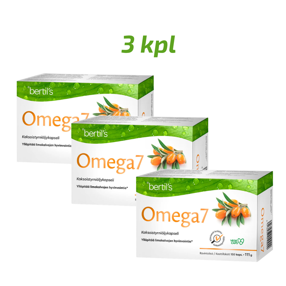 Omega7 tyrniöljykapseli säästöpakkaus 3 x 150 kaps