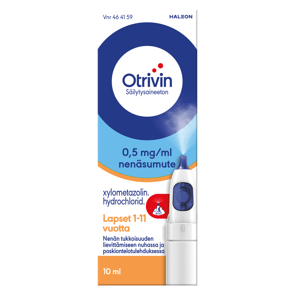 Otrivin säilytysaineeton 0,5 mg/ml -nenäsumute lapsille 10 ml