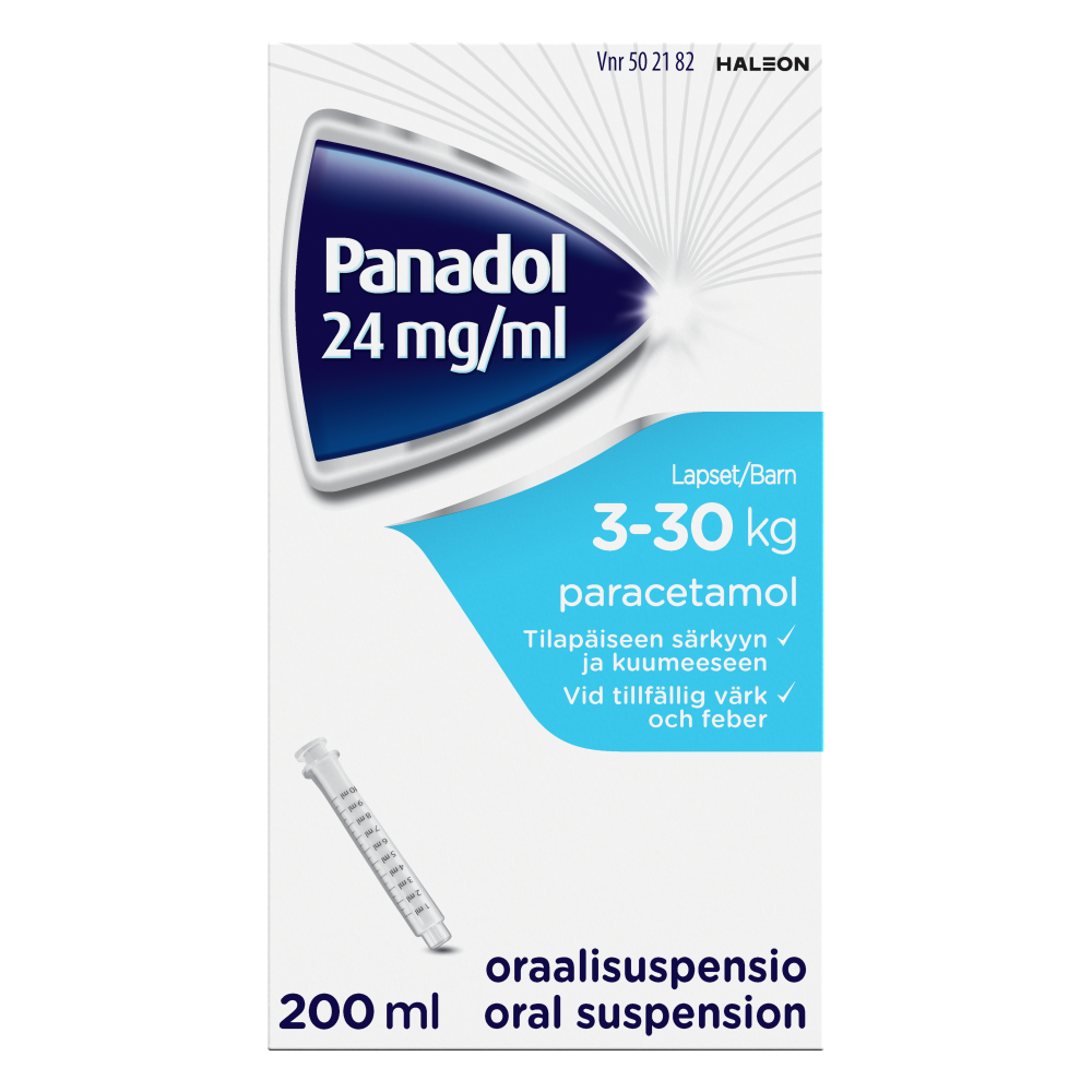 Panadol 24 mg/ml -oraaliliuos eri kokoja