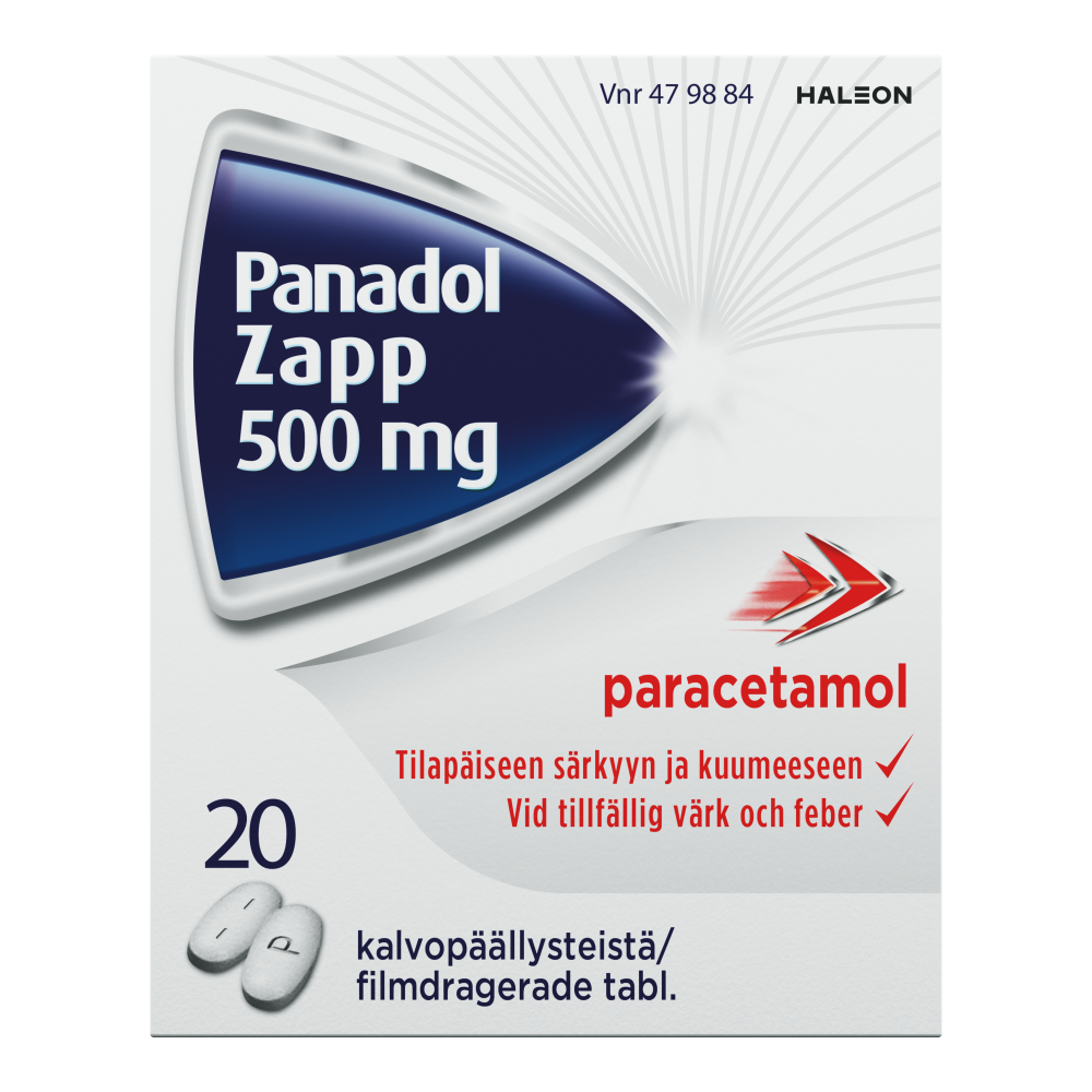 Panadol Zapp 500 mg -tabletit eri kokoja