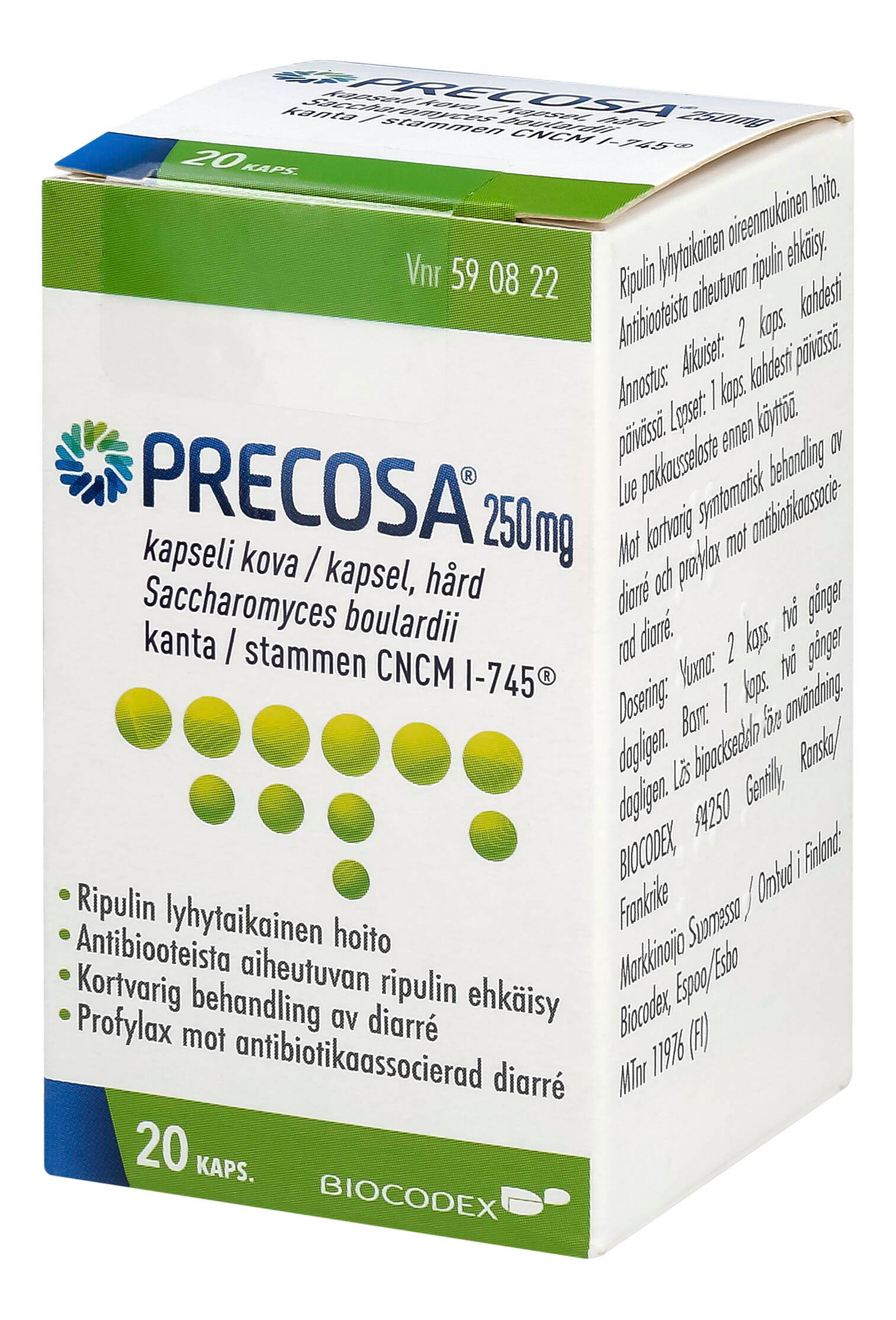 PRECOSA 250 mg -kapselit, eri pakkauskokoja