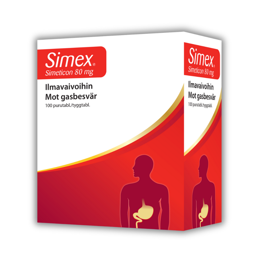 Simex 80 mg purutabl simeticon - ilmavaivojen hoitoon