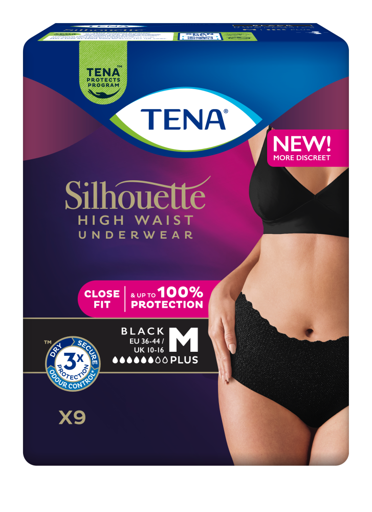 TENA Silhouette Plus M Black High Waist 9 kpl