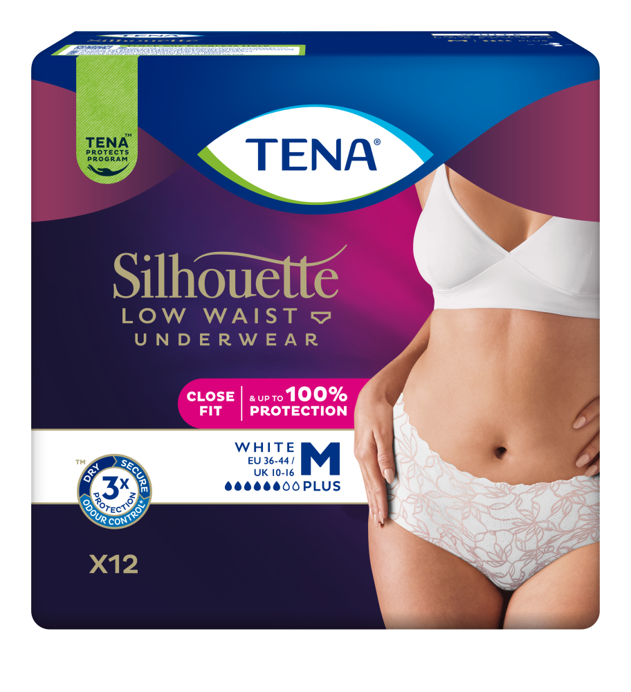 TENA Silhouette Plus M White Low Waist 12 kpl