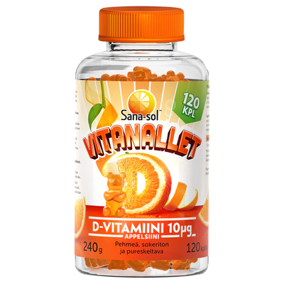 Sana-sol Vitanallet D-vitamiini Appelsiini 10µg