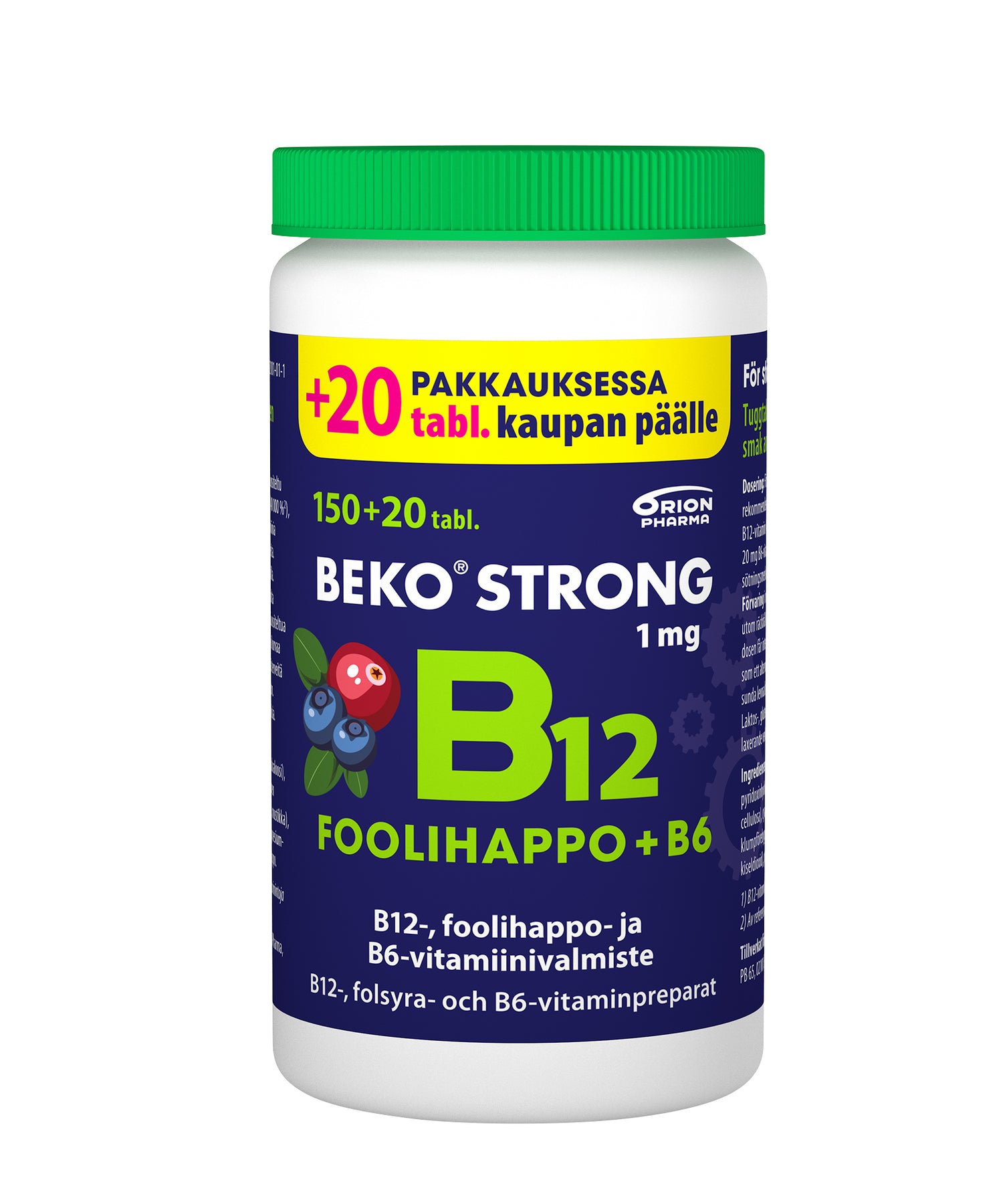 Beko strong B12 + Foolihappo + B6 Purutabletti - kampanjapakkaus 150+20