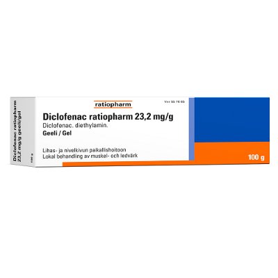 Diclofenac Ratiopharm geeli 23,2 mg/g - eri kokoja