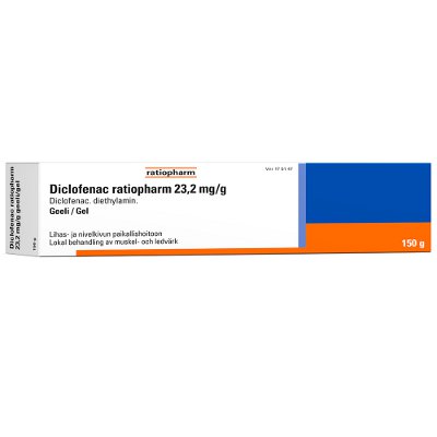 Diclofenac Ratiopharm geeli 23,2 mg/g - eri kokoja