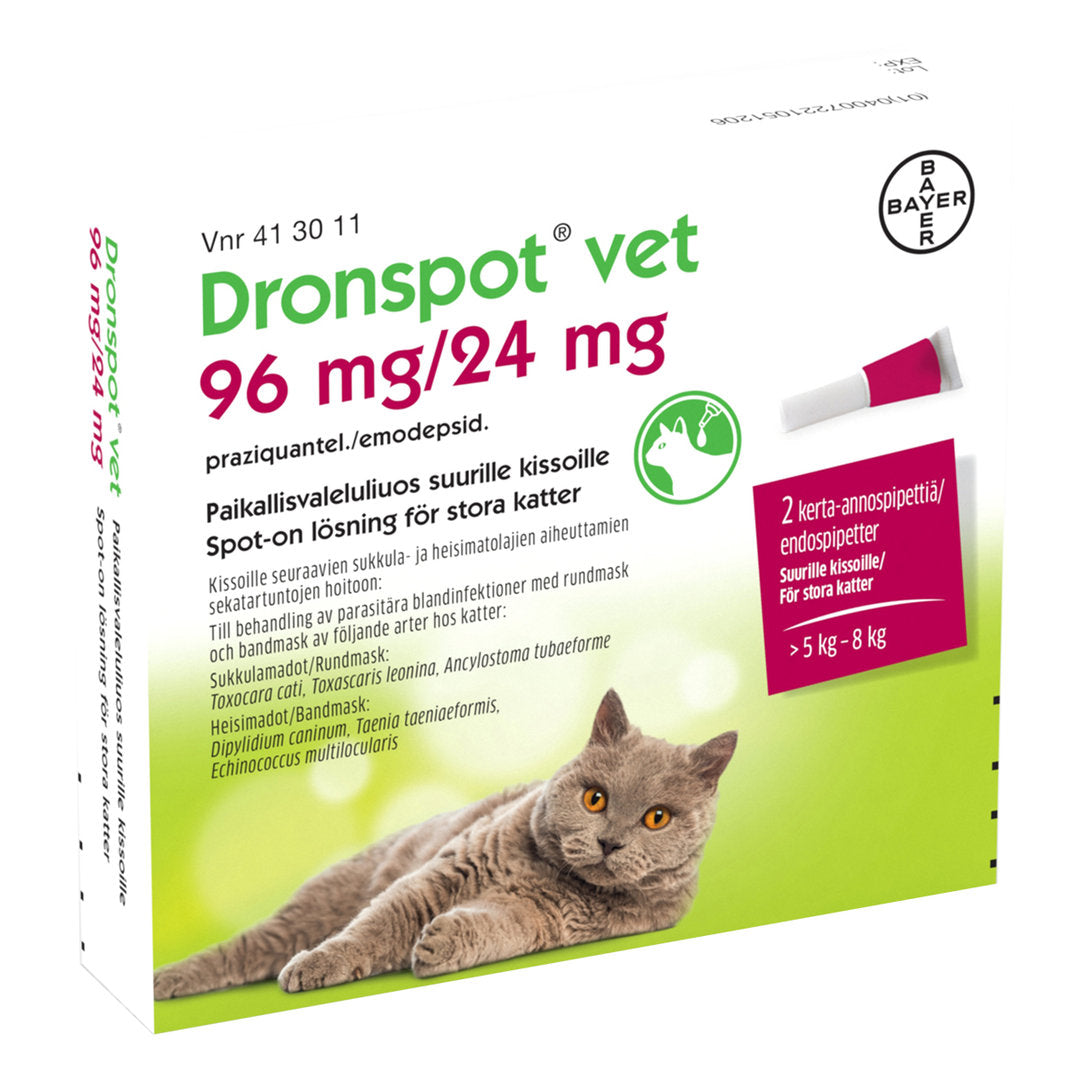 Dronspot vet paikallisvaleluliuos kissoille -Eri pakkauskokoja