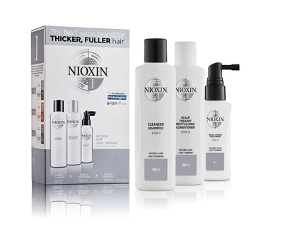 NIOXIN Trial Kit System 1   150+150+50 ml Käsittelemättömille, lievästi ohentuneille hiuksille.