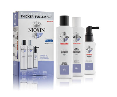 NIOXIN Trial Kit System 5  150+150+50 ml Kemiallisesti käsitellyille, lievästi ohentuneille hiuksille