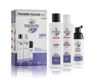 NIOXIN Trial Kit System 6  150+150+50 ml Kemiallisesti käsitellyille, selvästi ohentuneille hiuksille