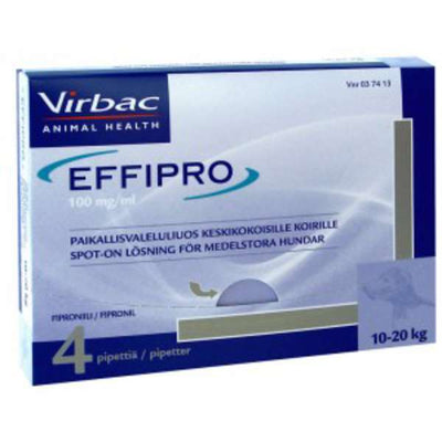 EFFIPRO 100 mg/ml liuos ulkoloisten häätöön koirille 4 pipettiä painon mukaan -eri vaihtoehtoja