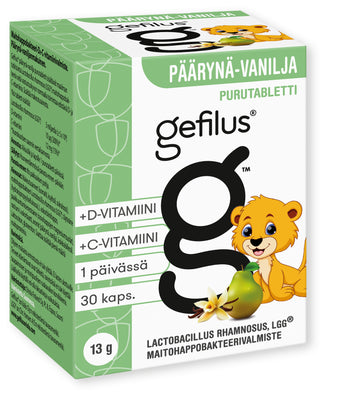 Gefilus + D Päärynä 30 purutablettia
