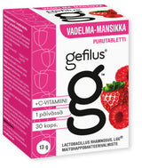 Gefilus vadelma-mansikka purutabletti eri kokoja