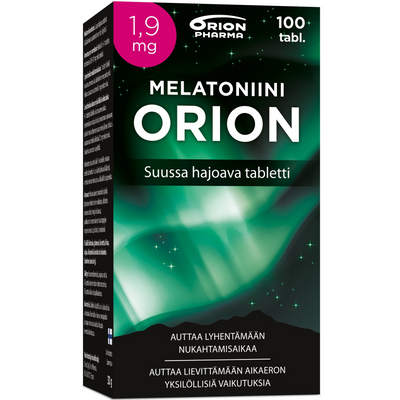 Melatoniini Orion 1,9 mg 100 suussa hajoavaa tablettia