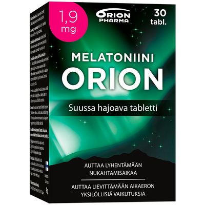 Melatoniini Orion 1,9 mg 30 suussa hajoavaa tablettia