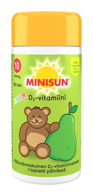 Minisun D-vitamiini 10 mikrog Päärynä Nalle junior 100 tbl
