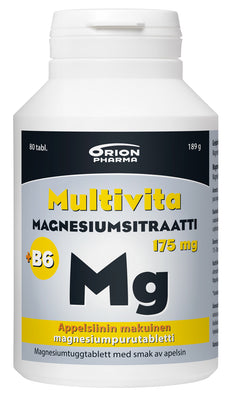 Multivita Magnesiumsitraatti+B6 175mg appelsiini 80 purutablettia