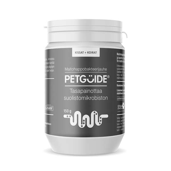 Petguide suolisto -suolistomikrobiston tasapainottamiseen kissoille ja koirille  Eri pakkauskokoja