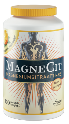 MagneCit magnesiumsitraatti + B6-vitamiini purutabletti 100 tabl.