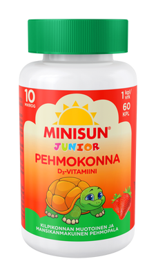 Minisun D-vitamiini Pehmokonna Mansikka 10 mikrog -Eri pakkauskokoja