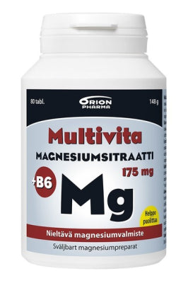 Multivita Magnesiumsitraatti + B6 175 mg nieltävä tabletti 80 kpl