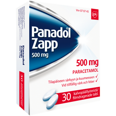 Panadol Zapp 500 mg -tabletit eri kokoja