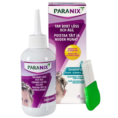 Paranix shampoo päätäiden hoitoon 200 ml -pakkaus sisältää täikamman