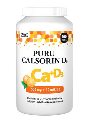 PURU CALSORIN D3 500 mg + 10 mikrog 100 purutablettia