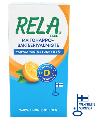 Rela Tabs + D3 - Maitohappobakteeri + D-vitamiini 30 tai 90 purutabl.