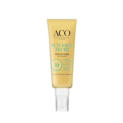 ACO Sun Face Fluid SPF50+ Mattifying -mattapinnan jättävä aurinkovoide kasvoille