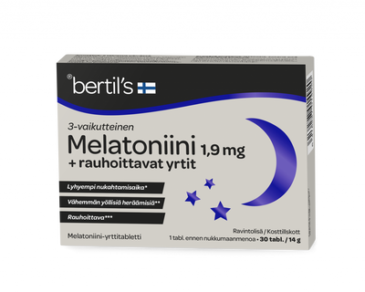 Bertil`s Melatoniini 1,9 mg + rauhoittavat yrtit 30 tabl.