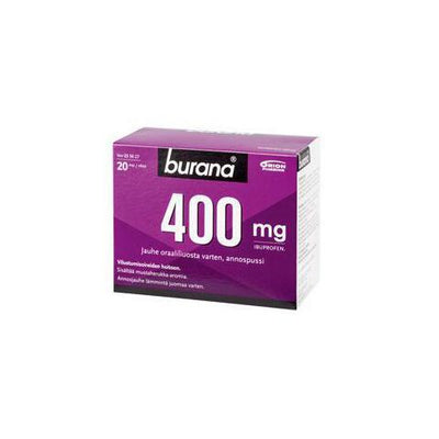 Burana 400 mg jauhe oraaliliuosta varten annospussi -eri kokoja