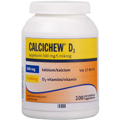 Calcichew D3 appelsiini 500 mg/5 mikrog -purutabletti