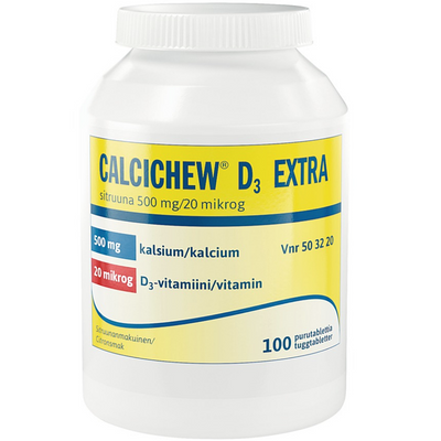 Calcichew D3 Extra sitruuna 500 mg/20 mikrog -purutabletti
